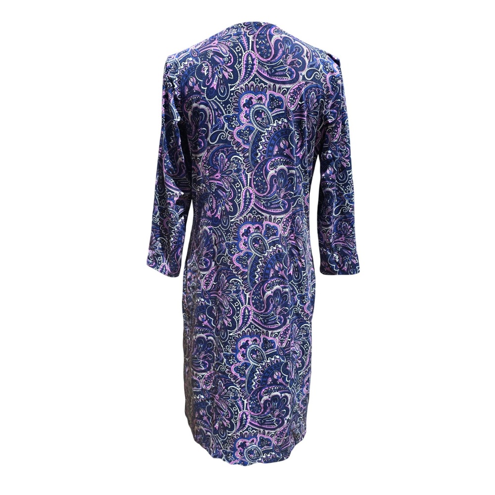 Talbots Womens Blue Purple Paisley Boat Neck 3/4 Sleeve Sheath Dress Size M - Picture 5 of 11